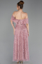 Midi Powder Color Beaded Cocktail Dress ABK2639