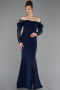 Long Navy Blue Mermaid Evening Gown ABU6235