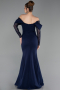 Long Navy Blue Mermaid Evening Gown ABU6235