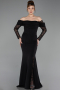 Long Black Mermaid Evening Gown ABU6235