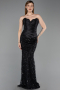 Long Black Scaly Evening Dress ABU6242