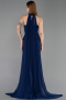 Long Navy Blue Beaded Evening Dress ABU6236