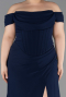 Long Navy Blue Plus Size Prom Dress ABU6246