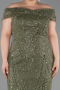 Long Olive Drab Beaded Formal Plus Size Dress ABU5936