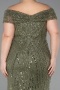Long Olive Drab Beaded Formal Plus Size Dress ABU5936