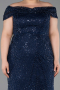 Long Navy Blue Beaded Formal Plus Size Dress ABU5936