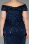 Long Navy Blue Beaded Formal Plus Size Dress ABU5936