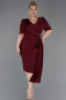 Midi Burgundy Plus Size Evening Dress ABK2643