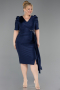 Midi Navy Blue Plus Size Evening Dress ABK2643