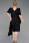 Midi Black Plus Size Evening Dress ABK2643
