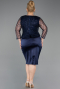 Midi Navy Blue Plus Size Cocktail Dress ABK2644