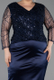 Midi Navy Blue Plus Size Cocktail Dress ABK2644