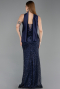 Long Navy Blue Beaded Evening Dress ABU6238