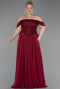 Long Burgundy Chiffon Plus Size Evening Dress ABU6260