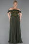Long Olive Drab Chiffon Plus Size Evening Dress ABU6260