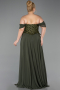 Long Olive Drab Chiffon Plus Size Evening Dress ABU6260