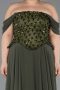 Long Olive Drab Chiffon Plus Size Evening Dress ABU6260
