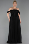 Long Black Chiffon Plus Size Evening Dress ABU6260