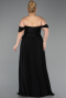 Long Black Chiffon Plus Size Evening Dress ABU6260