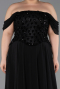 Long Black Chiffon Plus Size Evening Dress ABU6260