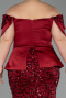 Long Burgundy Scaly Plus Size Evening Dress ABU6262