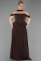 Long Brown Chiffon Large Size Dress ABU6247