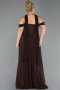 Long Brown Chiffon Large Size Dress ABU6247