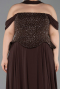 Long Brown Chiffon Large Size Dress ABU6247