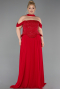 Long Red Chiffon Large Size Dress ABU6247