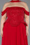 Long Red Chiffon Large Size Dress ABU6247