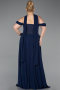 Long Navy Blue Chiffon Large Size Dress ABU6247