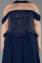 Long Navy Blue Chiffon Large Size Dress ABU6247