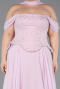 Long Powder Color Chiffon Large Size Dress ABU6247