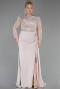 Long Beige Formal Plus Size Dress ABU6213