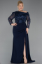 Long Navy Blue Formal Plus Size Dress ABU6213