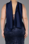 Long Navy Blue Beaded Plus Size Evening Gown ABU6258