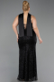 Long Black Beaded Plus Size Evening Gown ABU6258