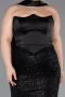 Long Black Beaded Plus Size Evening Gown ABU6258