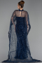 Long Navy Blue Beaded Evening Dress ABU6220
