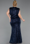 Long Navy Blue Scaly Plus Size Evening Dress ABU3115