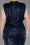 Long Navy Blue Scaly Plus Size Evening Dress ABU3115