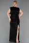 Long Black Scaly Plus Size Evening Dress ABU3115