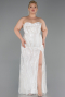 Long White Beaded Oversized Evening Dress ABU6206