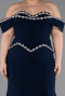 Long Navy Blue Plus Size Evening Gown ABU6199