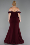 Long Cherry Colored Plus Size Evening Gown ABU6199