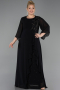 Long Black Chiffon Plus Size Evening Gown ABU6177