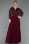 Burgundy Long Chiffon Formal Plus Size Dress ABU5859