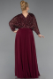 Burgundy Long Chiffon Formal Plus Size Dress ABU5859