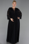 Long Black Chiffon Plus Size Evening Gown ABU6178