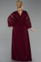 Long Cherry Colored Chiffon Plus Size Evening Gown ABU6178